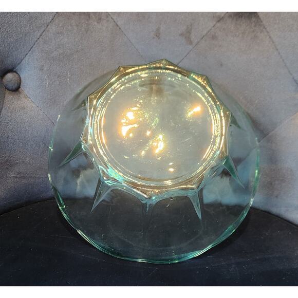 Aqua Teal Pressed Glass Console Berry and Bowl Set Scalloped Edge Starburst Base - Picture 5 of 10